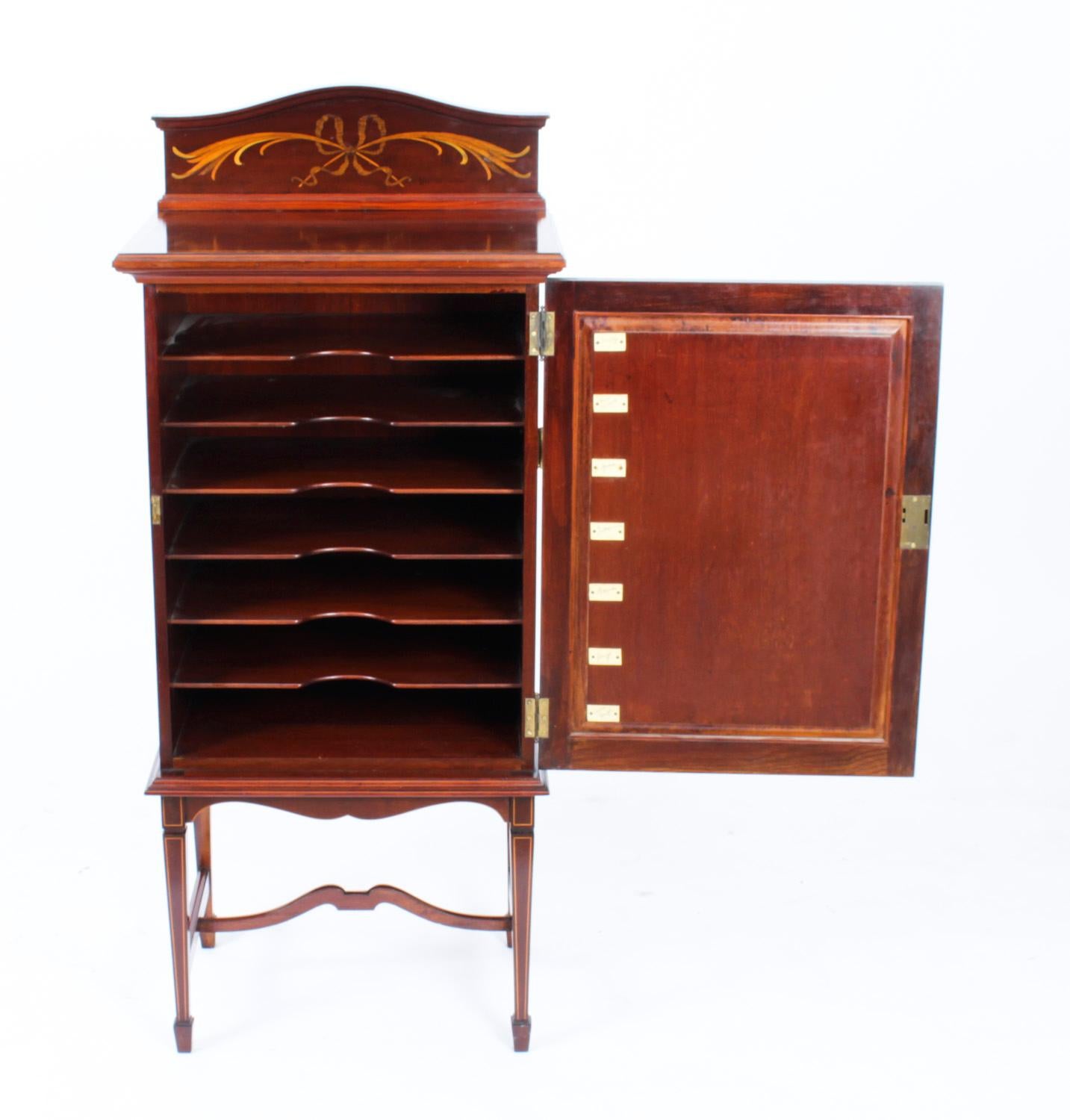 Antique Edwardian Mahogany & Inlaid Music Cabinet, Early 20th Century 7