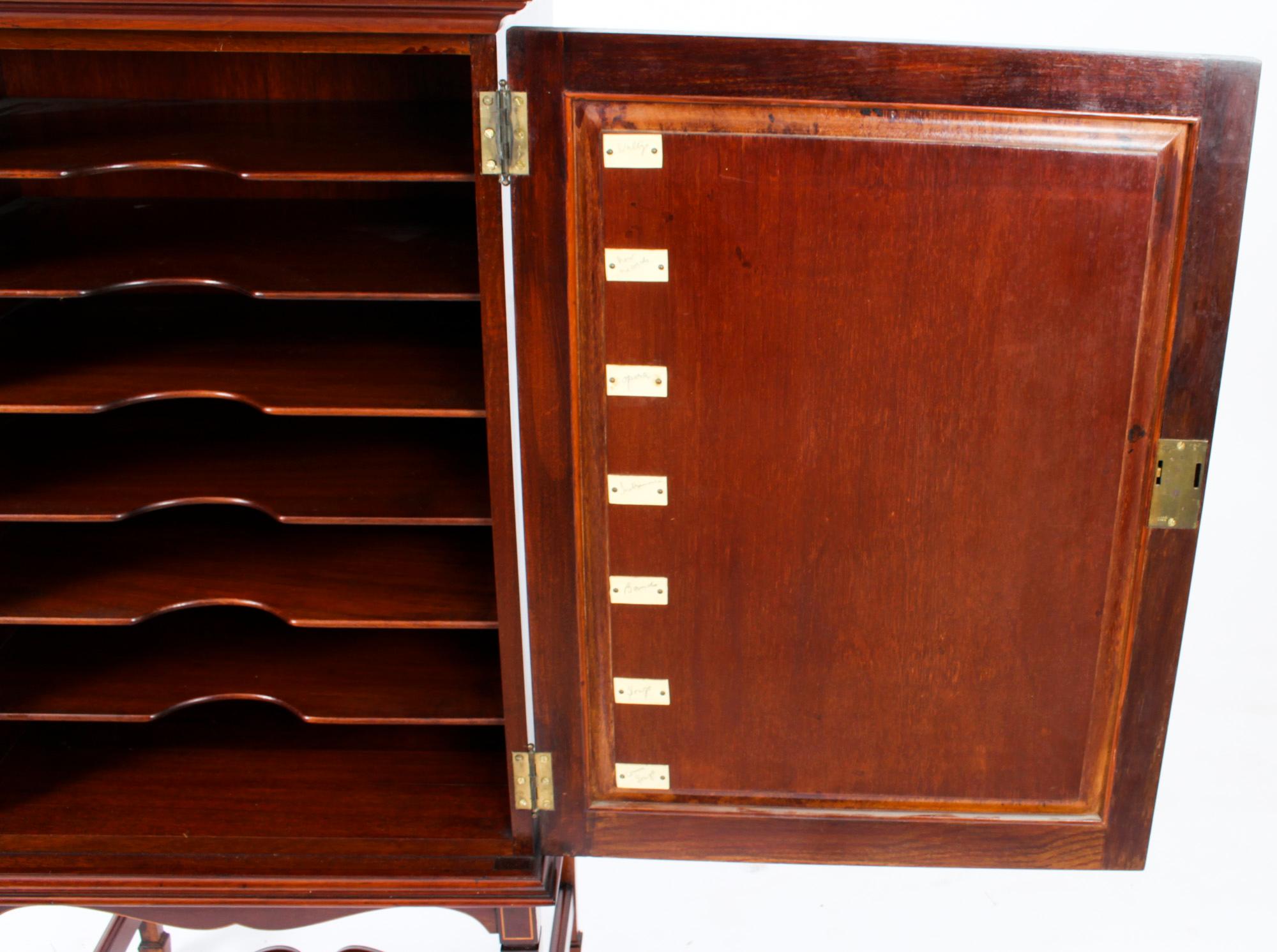 Antique Edwardian Mahogany & Inlaid Music Cabinet, Early 20th Century 9