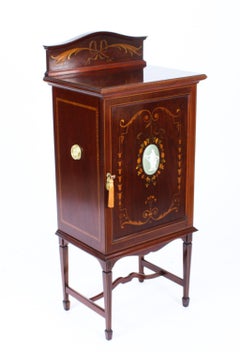 Antique Edwardian Mahogany & Inlaid Music Cabinet, Early 20th Century