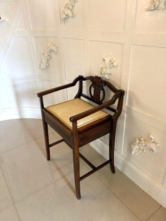 Antique Edwardian Mahogany Inlaid Piano Stool