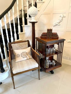 Antique Edwardian Mahogany Inlaid Revolving Bookcase