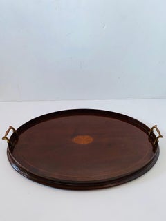 Antique Edwardian Mahogany Inlaid Serving Tray