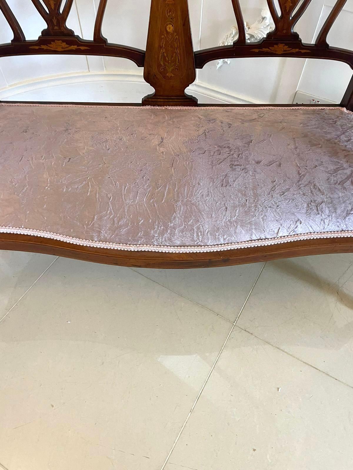 Antique Edwardian Mahogany Inlaid Sofa For Sale 7