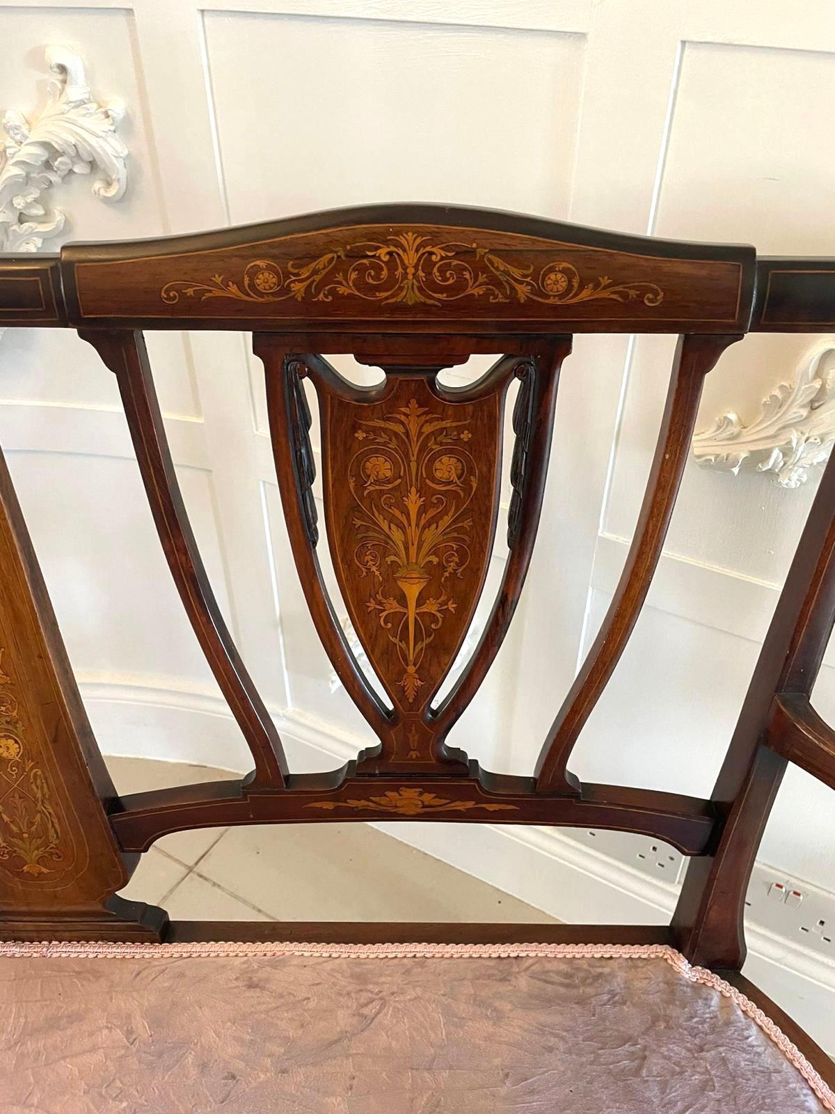 Antique Edwardian Mahogany Inlaid Sofa For Sale 8