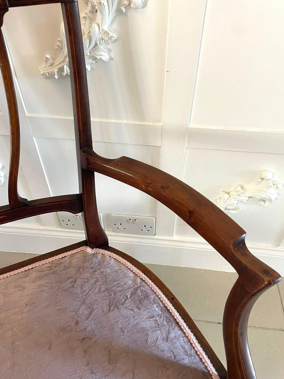 Antique Edwardian Mahogany Inlaid Sofa For Sale 9