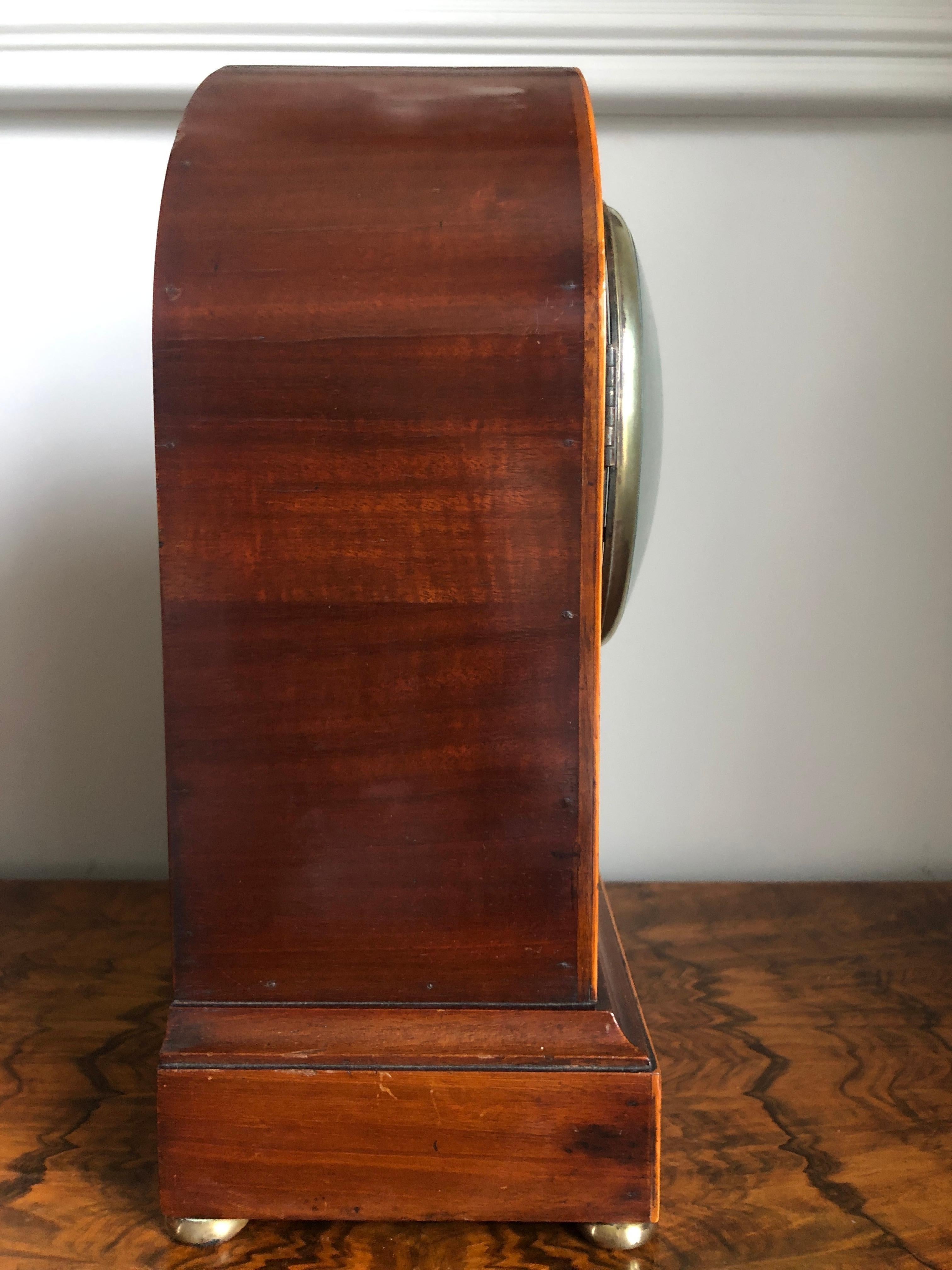 Antique Edwardian Mahogany Lancet Top Mantel Clock For Sale 2