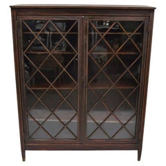 Antike Edwardian Mahagoni Gitter eingelegt 2 Tür 52" Closed Bücherregal