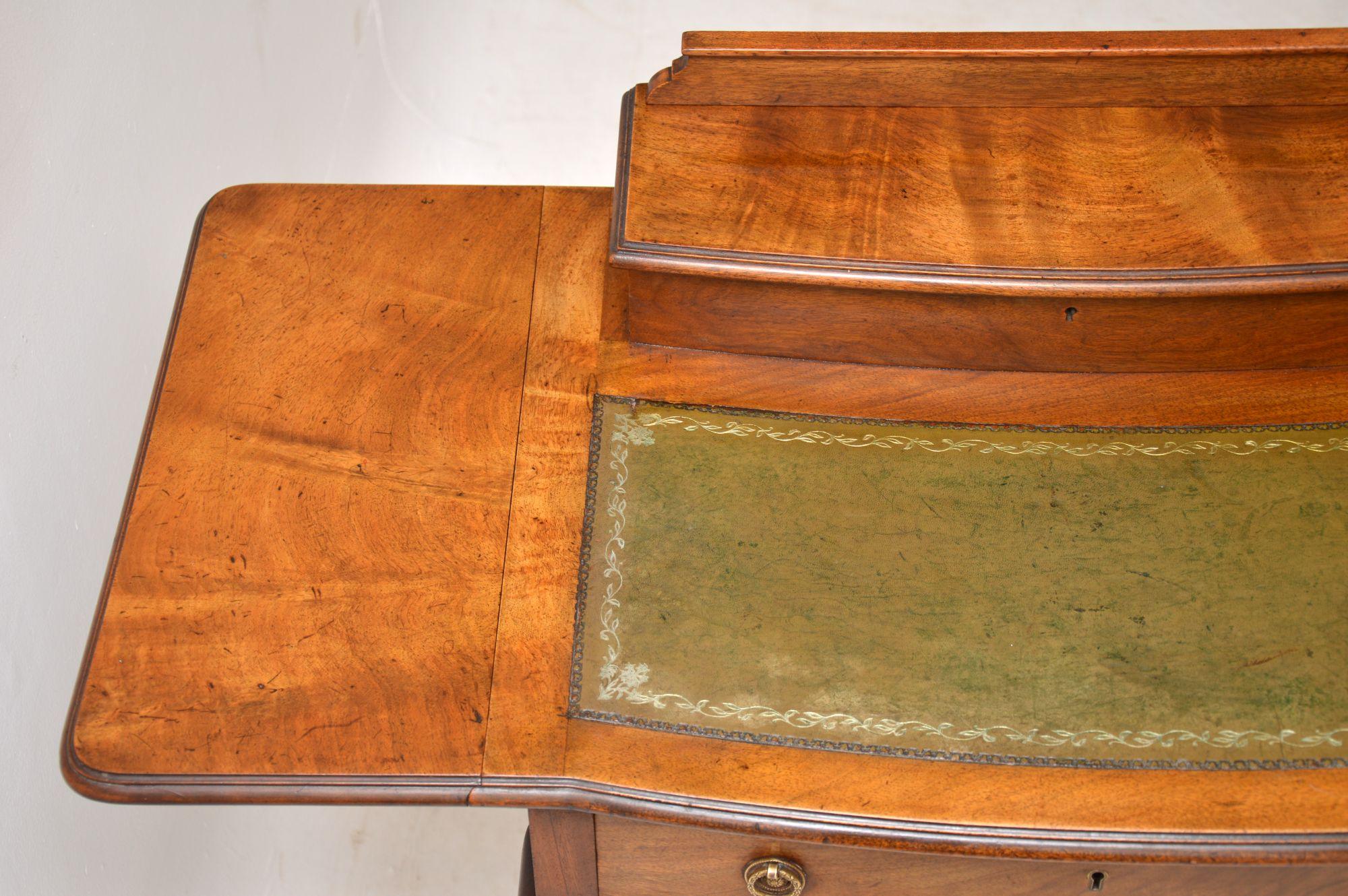 British Antique Edwardian Mahogany and Leather Writing Table