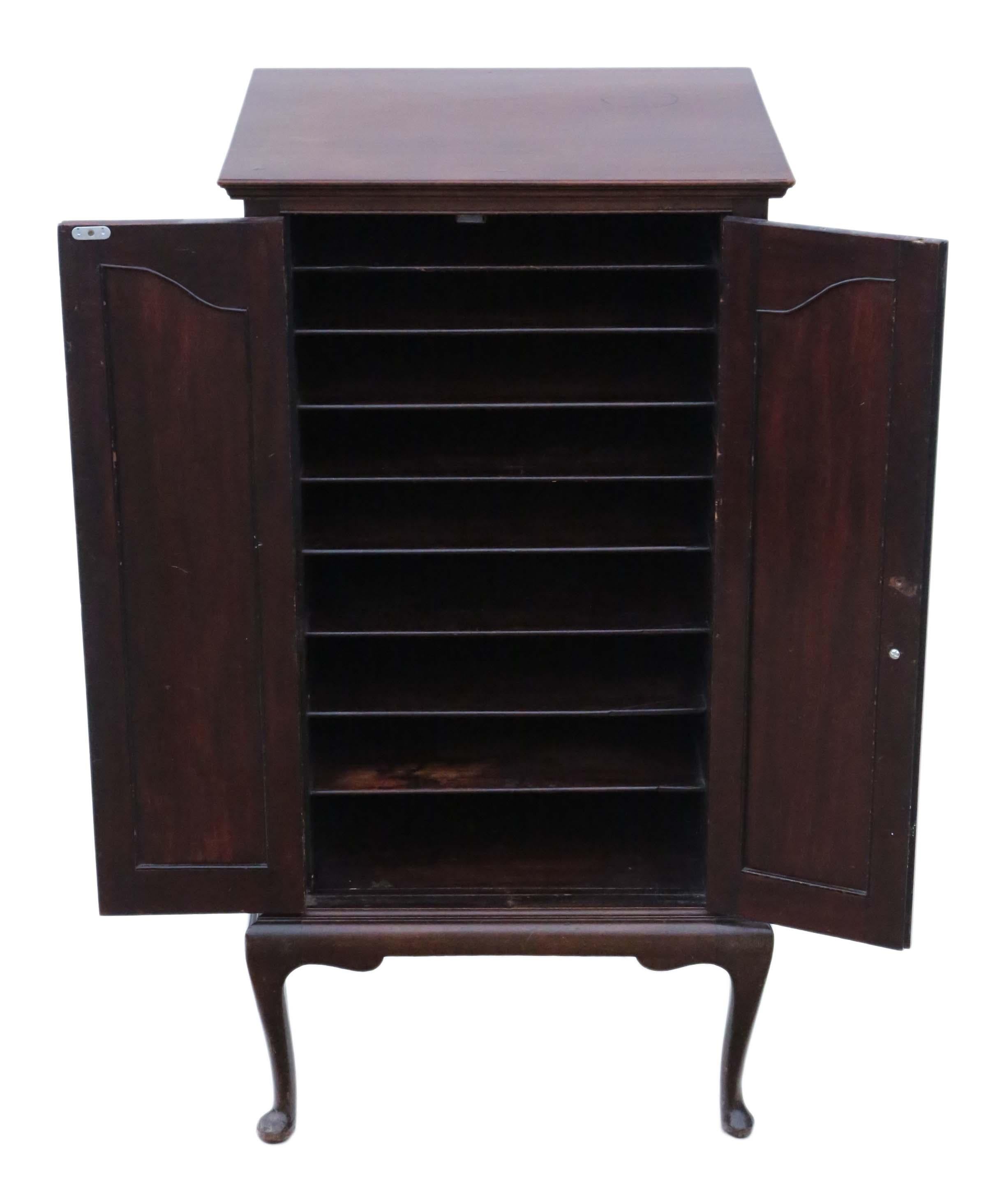 Early 20th Century Antique Edwardian Mahogany Music Cabinet Cupboard