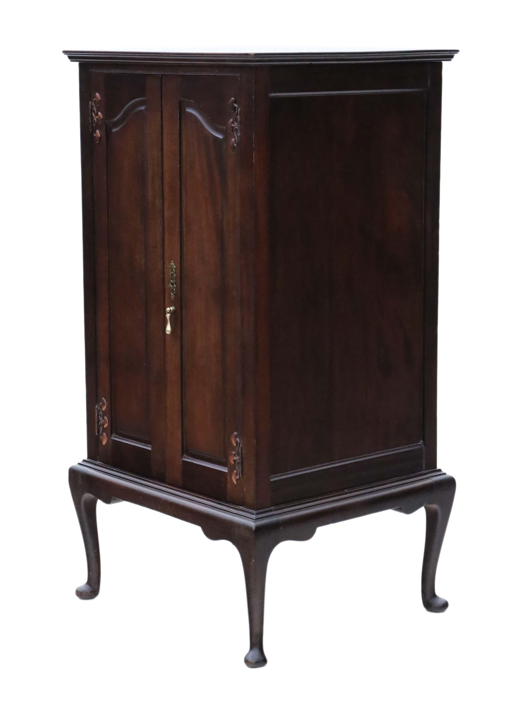 Antique Edwardian Mahogany Music Cabinet Cupboard 1