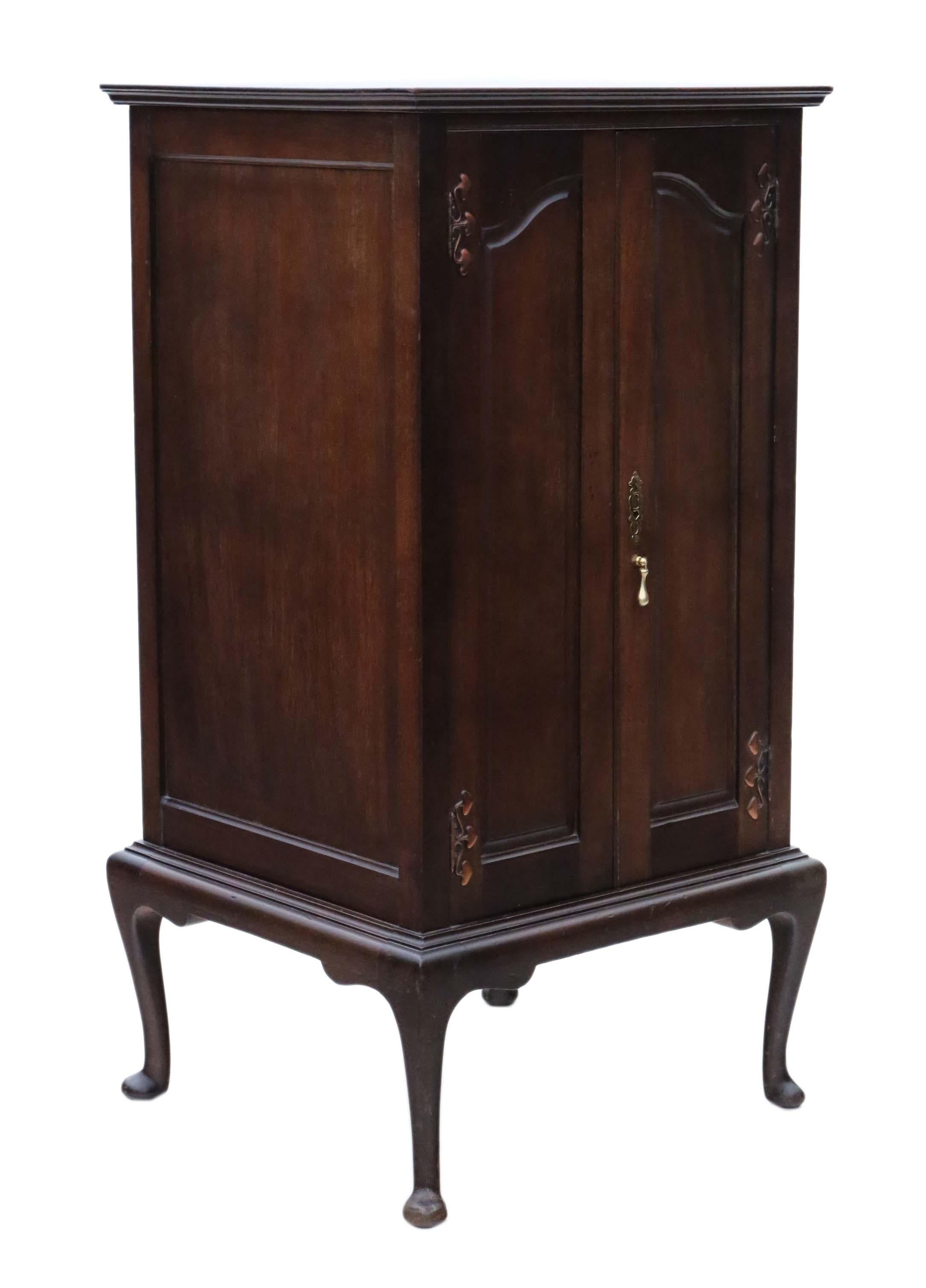 Antique Edwardian Mahogany Music Cabinet Cupboard 2