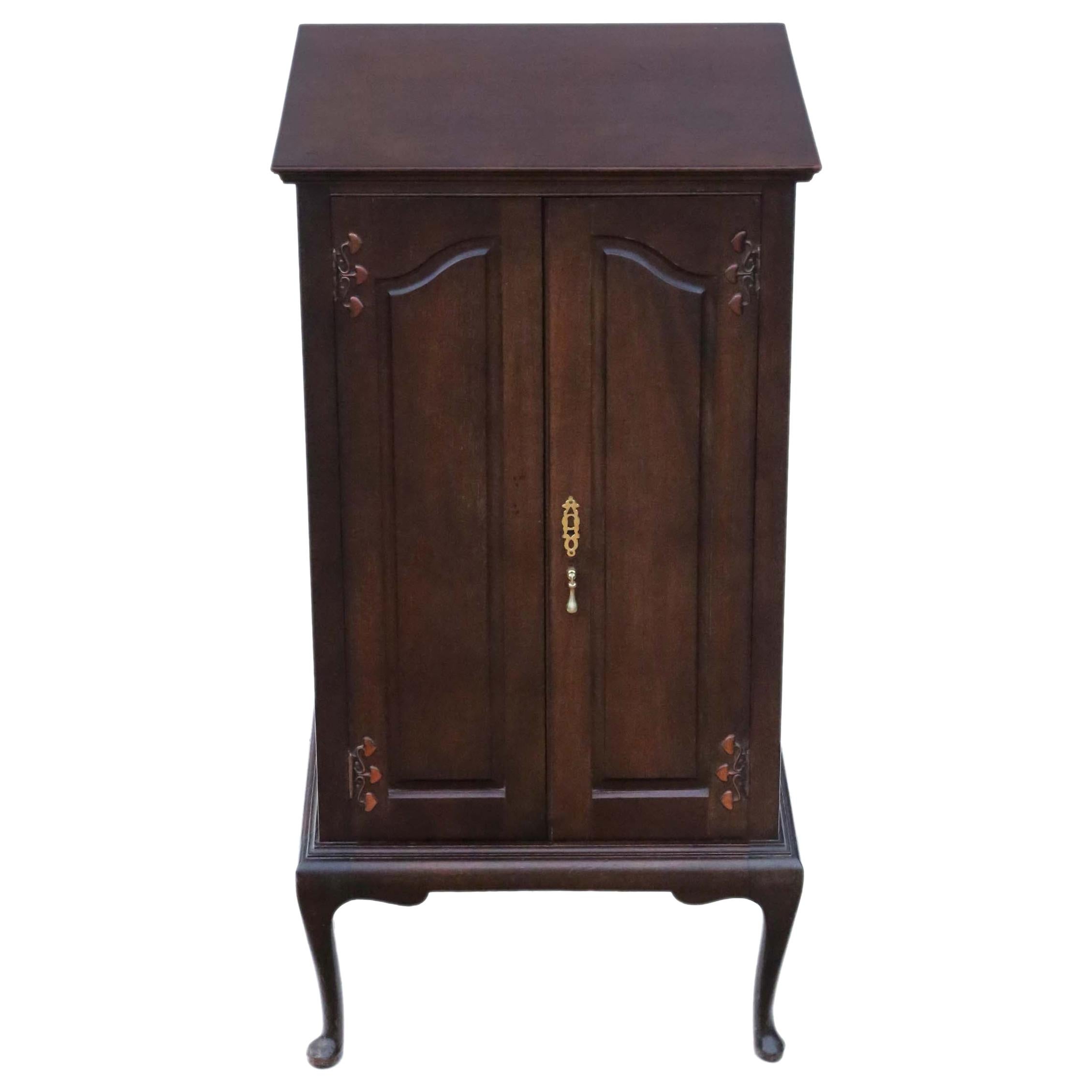 Antique Edwardian Mahogany Music Cabinet Cupboard