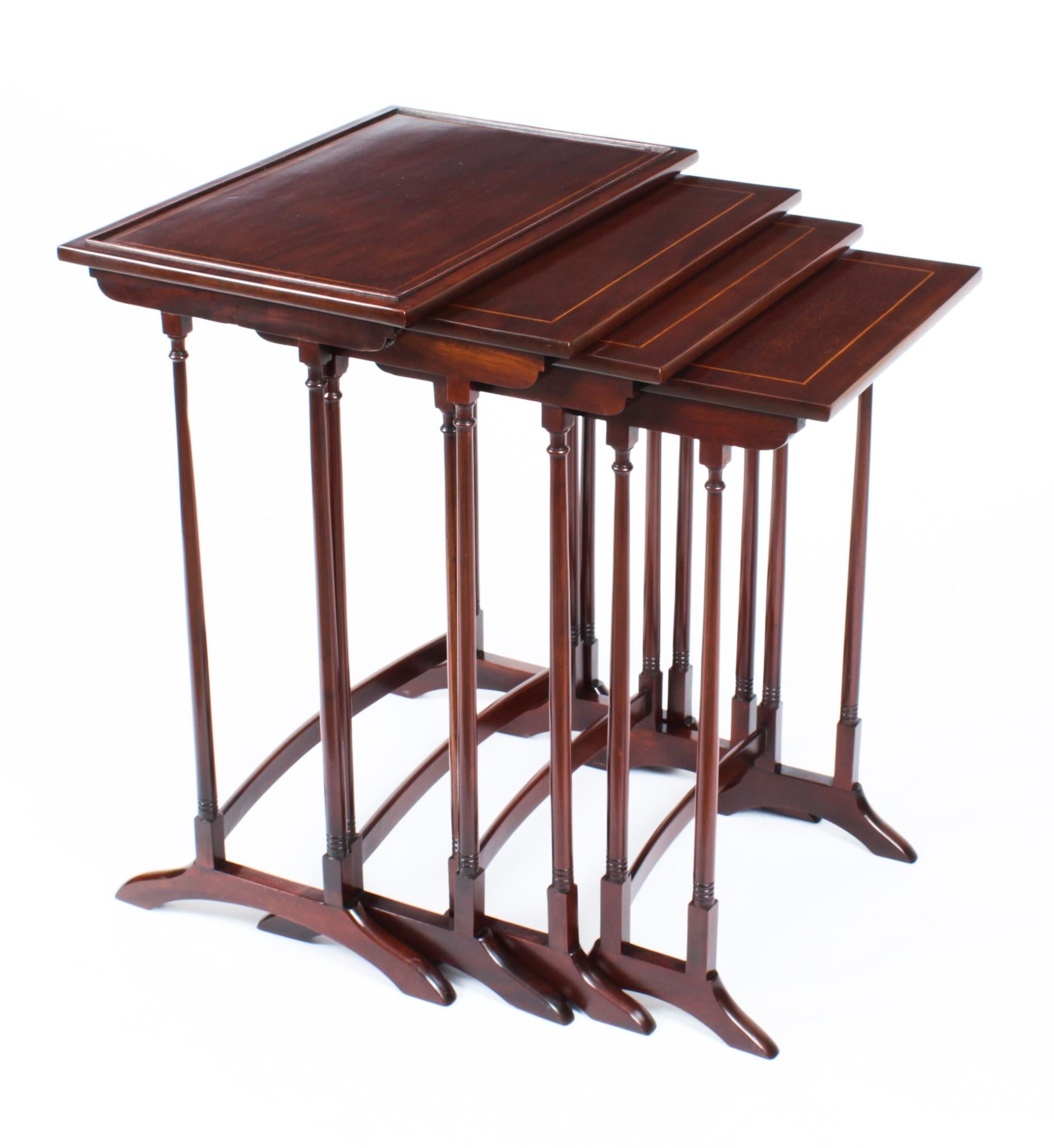Antique Edwardian Mahogany Nest of Four Tables Early 20th Century For Sale 8