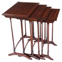 Antique Edwardian Mahogany Nest of Four Tables Early 20th Century