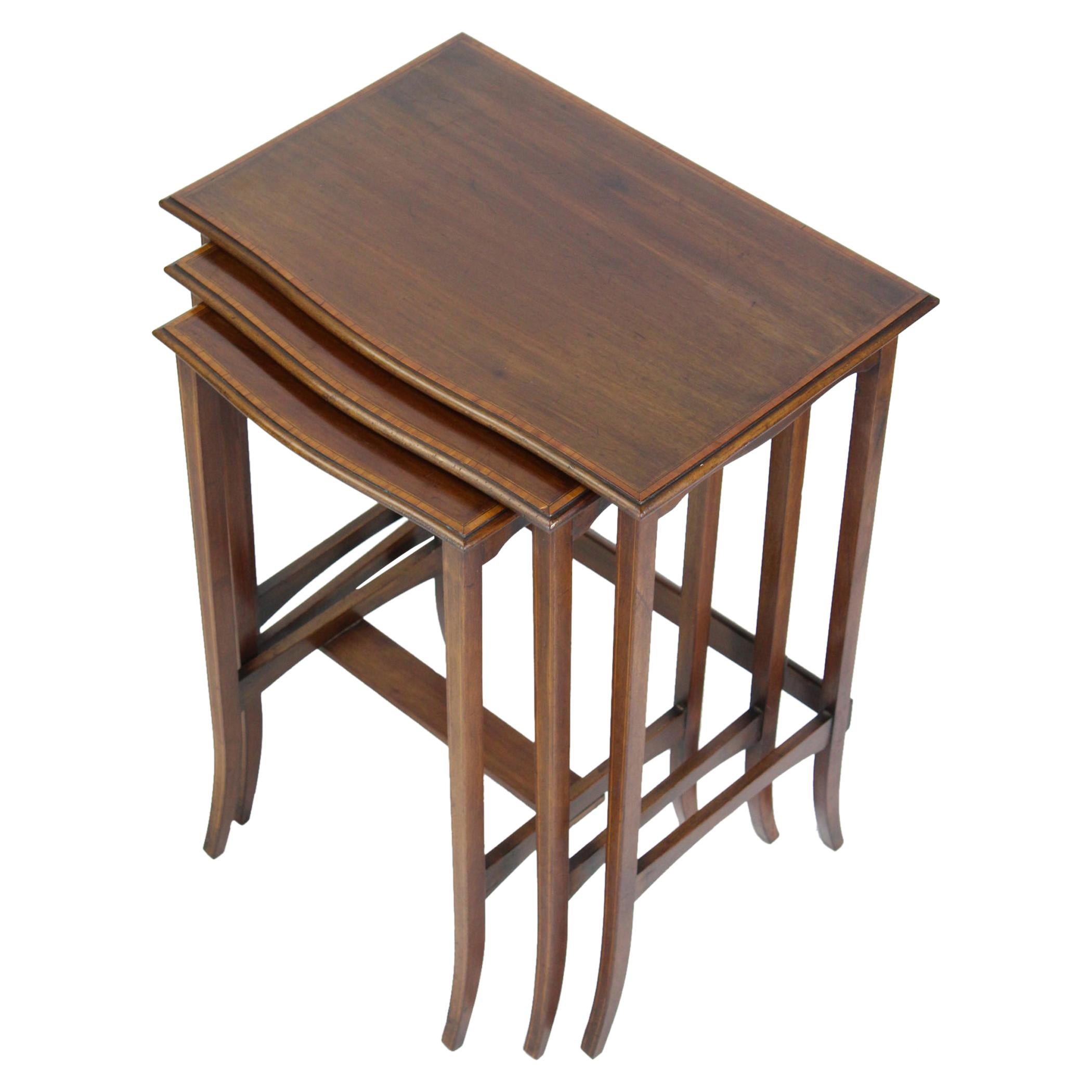 Antique Edwardian Mahogany Nest of Tables Nesting Coffee Tables English