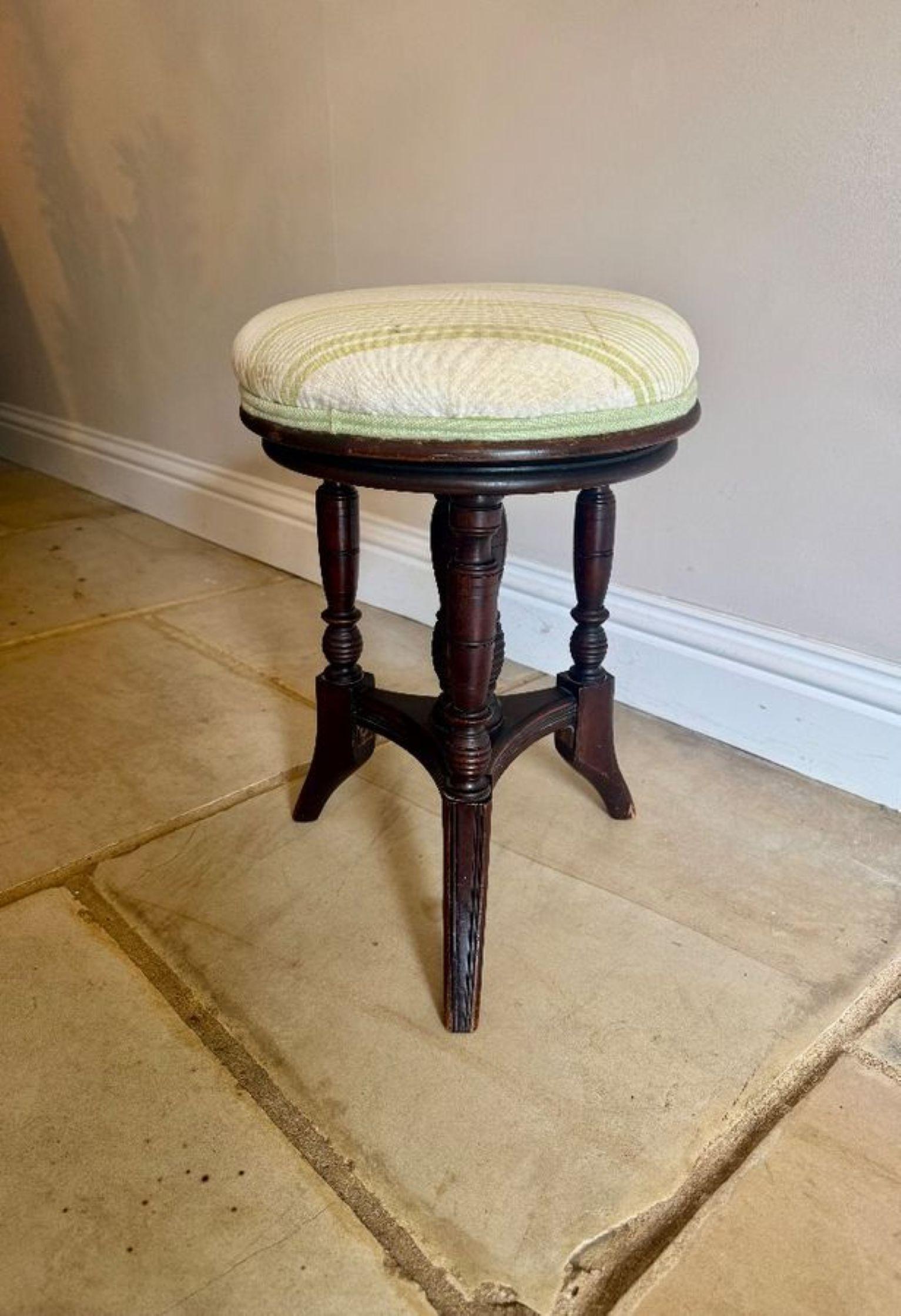 Antique Edwardian mahogany revolving piano stool For Sale 1