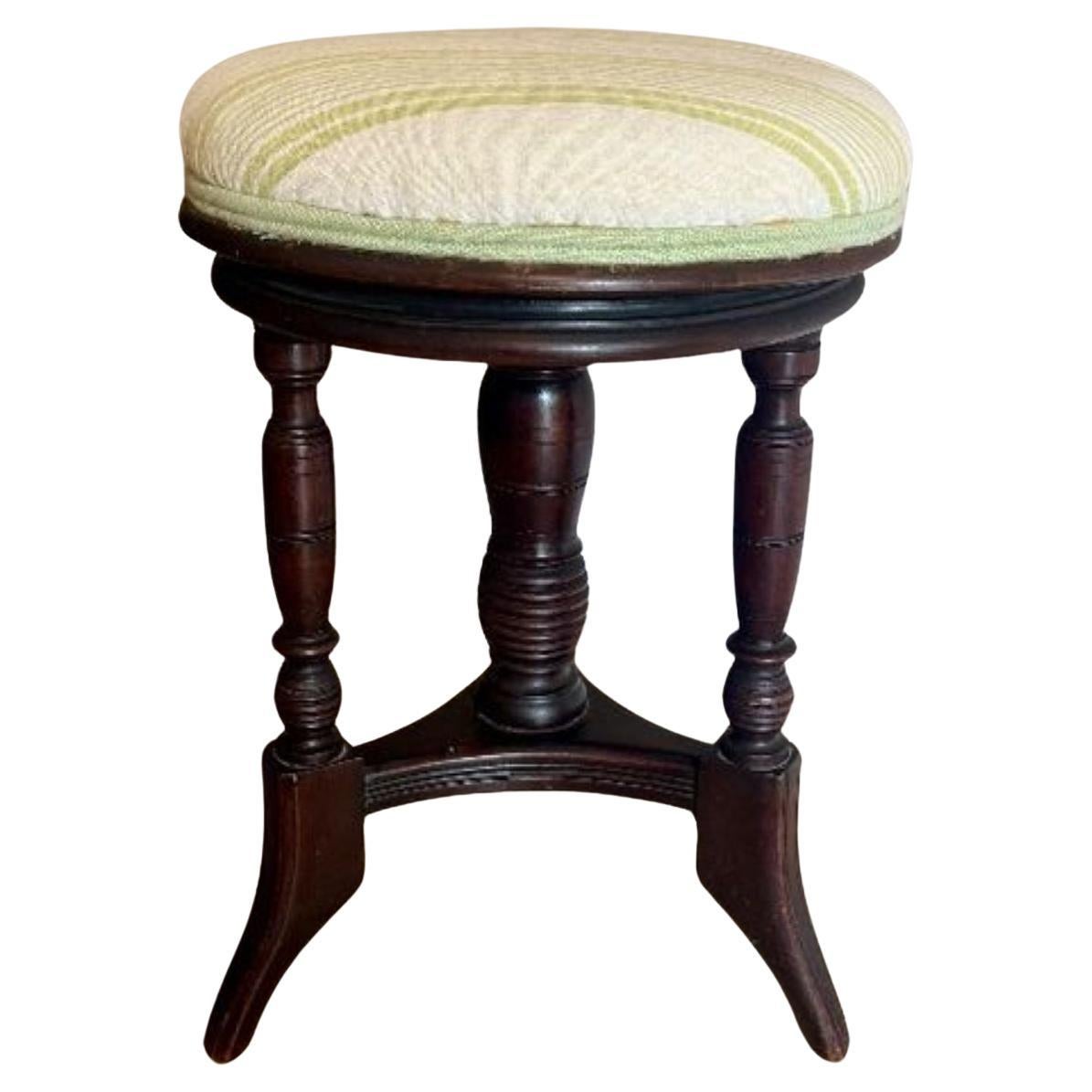 Antiker Edwardianischer Mahagoni-Drehhocker