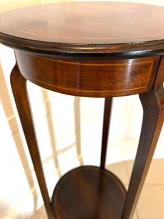 Antique Edwardian Mahogany & Satinwood Inlaid Jardinière Stand