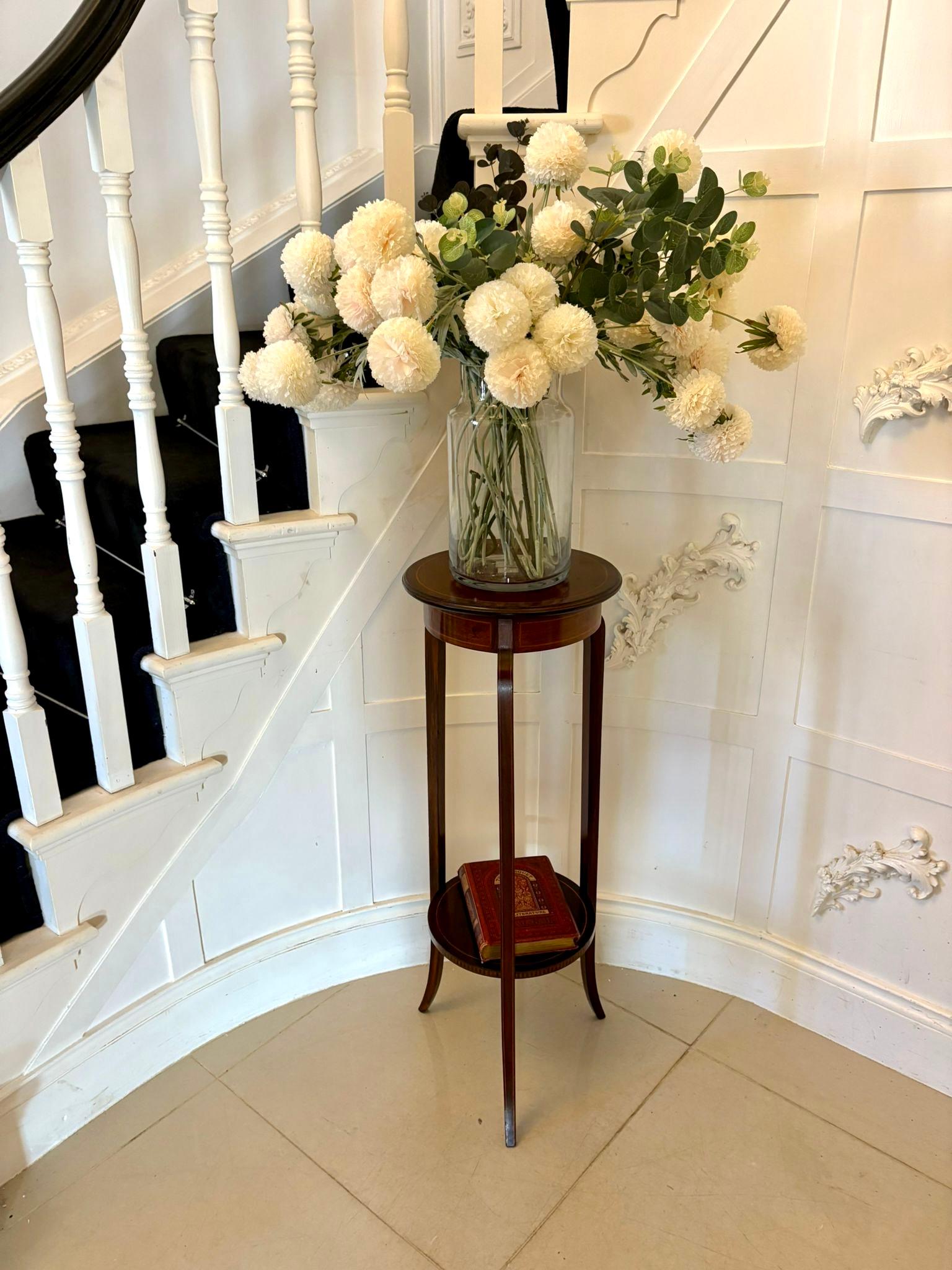 Antiker Edwardianischer Mahagoni & Satinholz Intarsien Jardinière Stand (Englisch) im Angebot