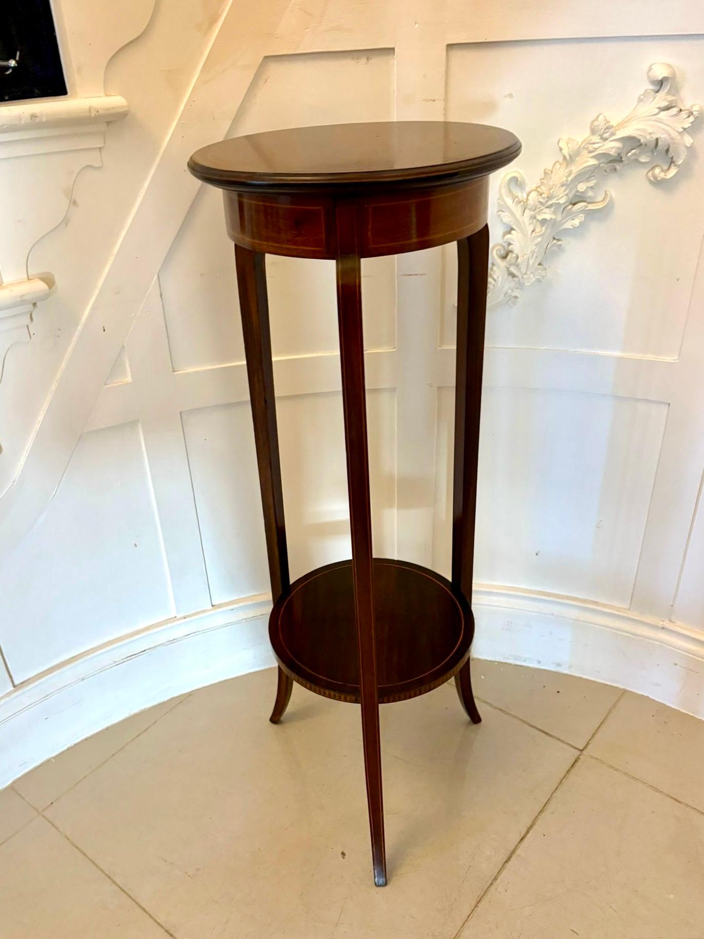 Antiker Edwardianischer Mahagoni & Satinholz Intarsien Jardinière Stand im Angebot 3