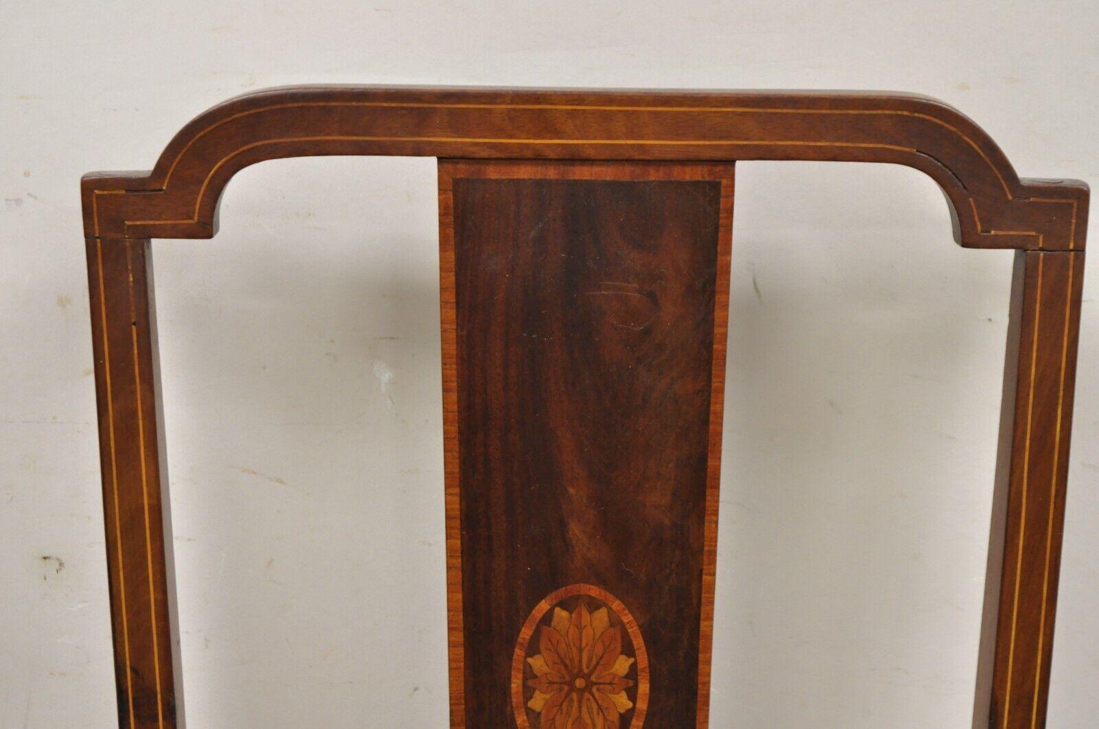 Early 20th Century Antique Edwardian Mahogany Side Chair with Pencil and Pinwheel Inlay For Sale