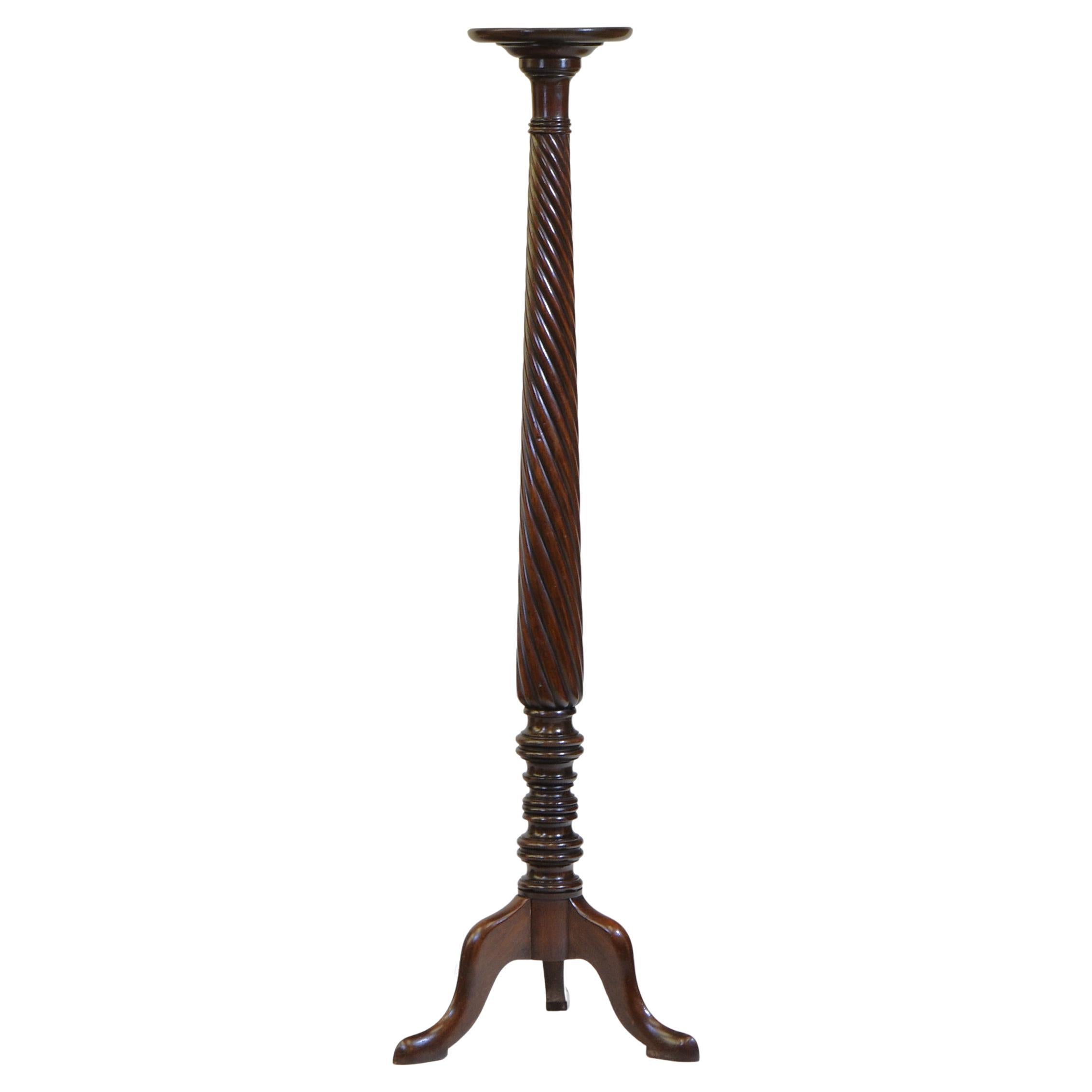 Antique Edwardian Mahogany Tall Torchère Plant Stand