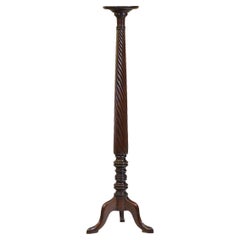 Antique Edwardian Mahogany Tall Torchère Plant Stand