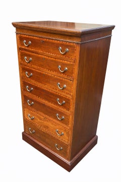 Antique Edwardian Mahogany Tallboy Chest Of Drawers Brass Handles Storage Unit