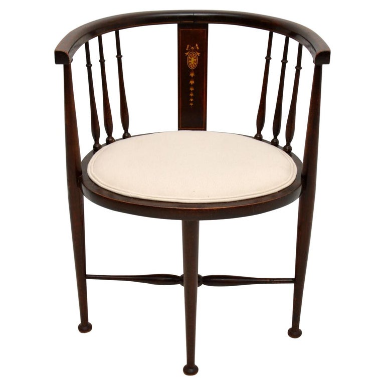 Antique Edwardian Mahogany Tub Chair at 1stDibs