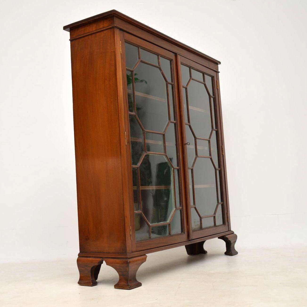 Antique Edwardian Mahogany Two-Door Bookcase 2