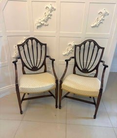 Antique Edwardian Maple & Co Mahogany Shield Back Dining Chairs Set of 10