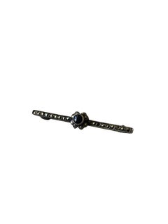 Antique Edwardian Marcasite & Blue Glass Bar Brooch, Circa 1900