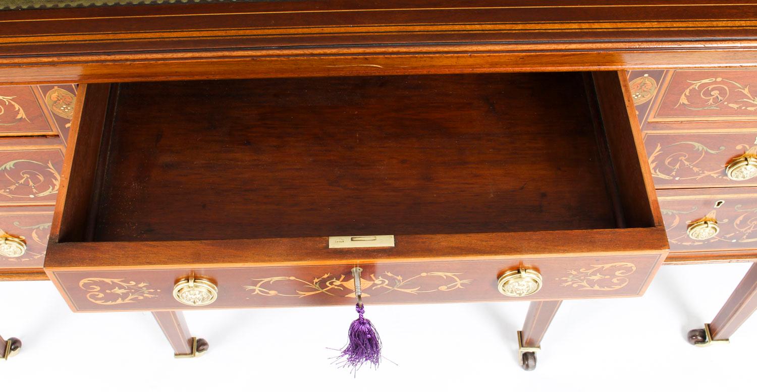 Antique Edwardian Marquetry Inlaid Desk Writing Table, 19th Century 5