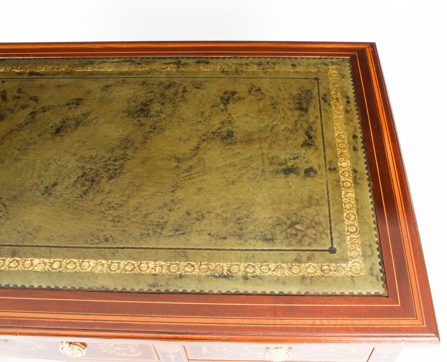 Late 19th Century Antique Edwardian Marquetry Inlaid Desk Writing Table, 19th Century