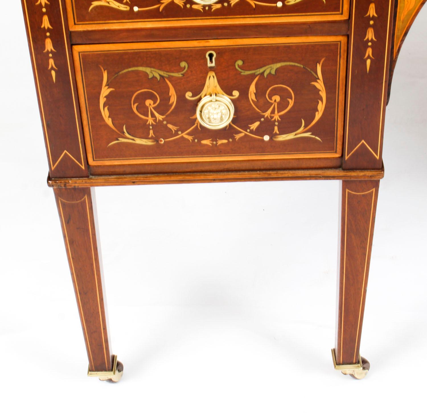 Antique Edwardian Marquetry Inlaid Desk Writing Table, 19th Century 3