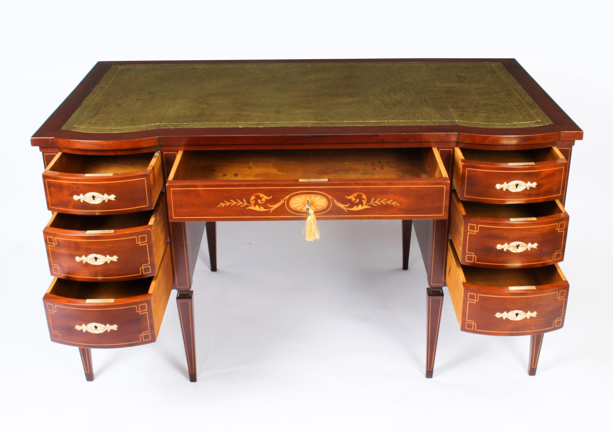 Antique Edwardian Marquetry Inlaid Desk Writing Table, 19th Century 5