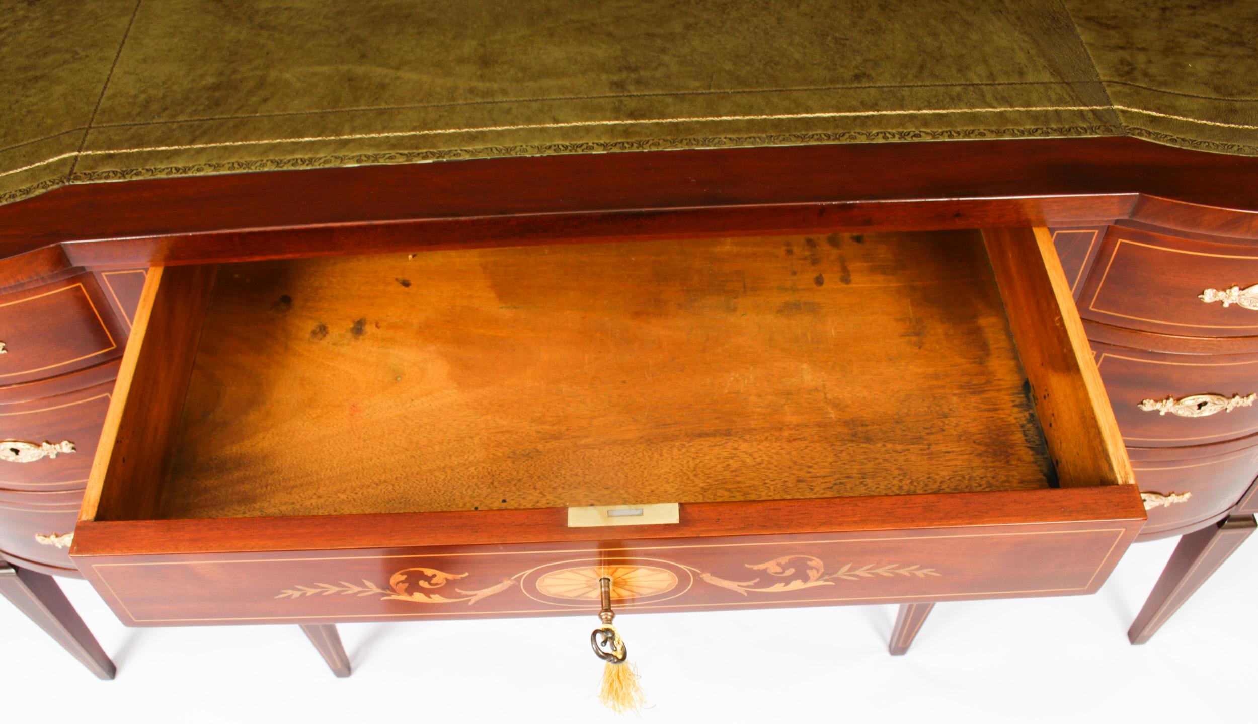 Antique Edwardian Marquetry Inlaid Desk Writing Table, 19th Century 8