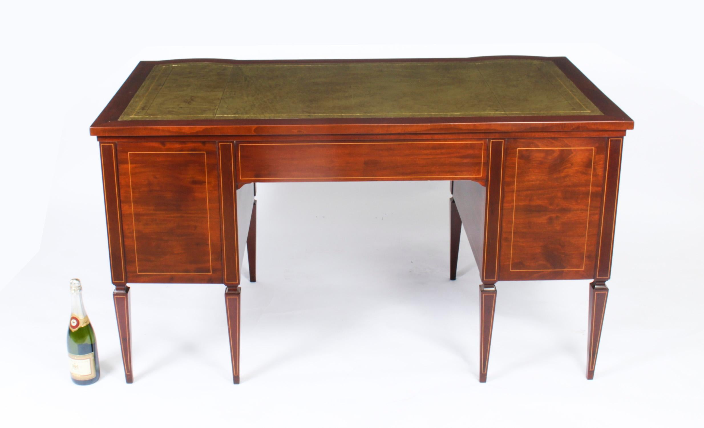 Antique Edwardian Marquetry Inlaid Desk Writing Table, 19th Century 13
