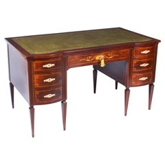 Antique Edwardian Marquetry Inlaid Desk Writing Table, 19th Century
