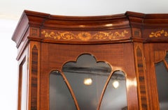 Antique Edwardian Marquetry Inlaid Library Bookcase / Display Cabinet, 1900s