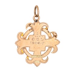 Antique Edwardian Medallion 9k Rose Gold Pendant Vintage Fine Jewelry Fob 1906