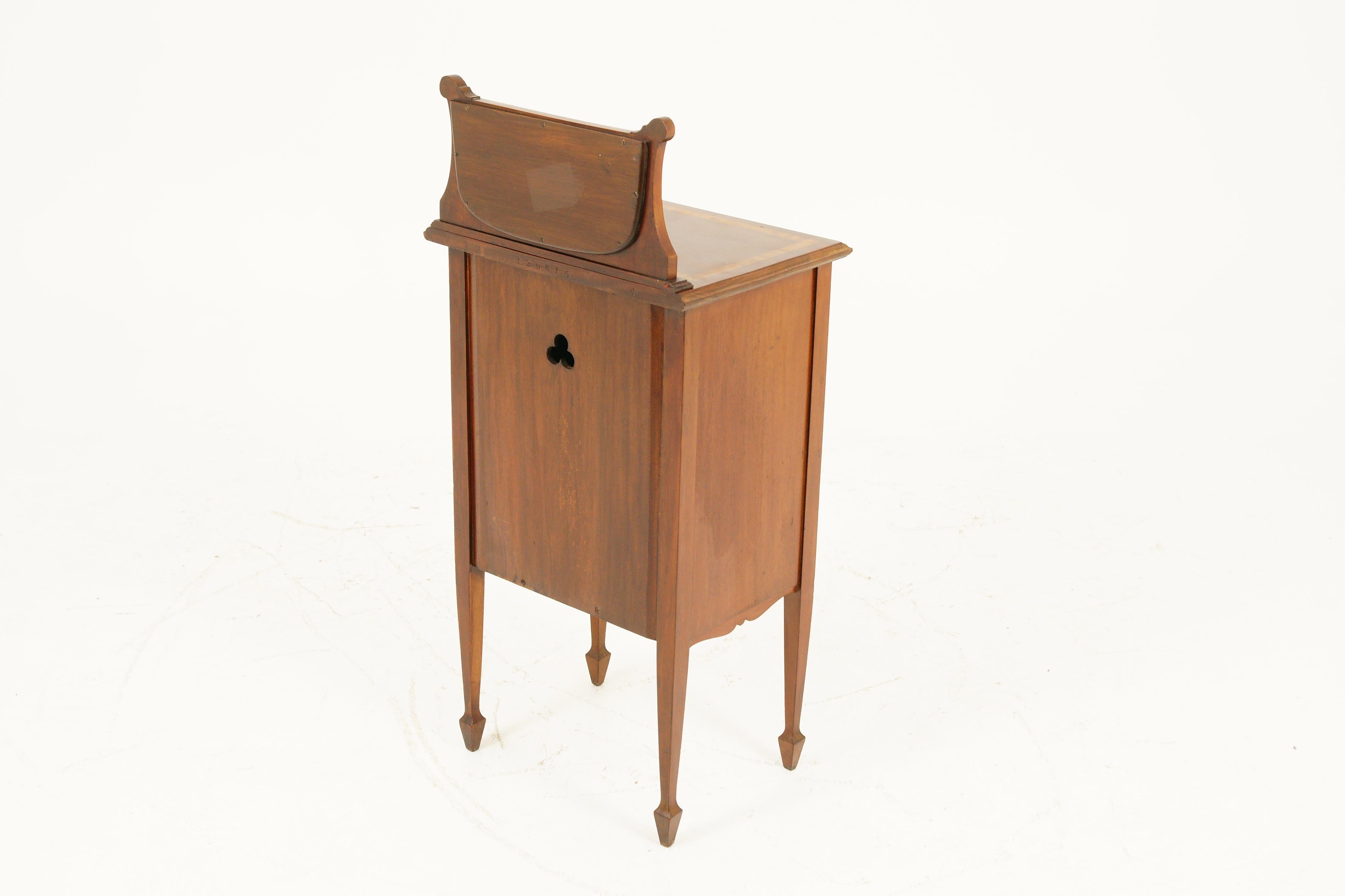 Early 20th Century Antique Edwardian Mirror Back Inlaid Nightstand, Bedside, Lamp Table 1900, B1735