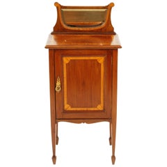 Antique Edwardian Mirror Back Inlaid Nightstand, Bedside, Lamp Table 1900, B1735