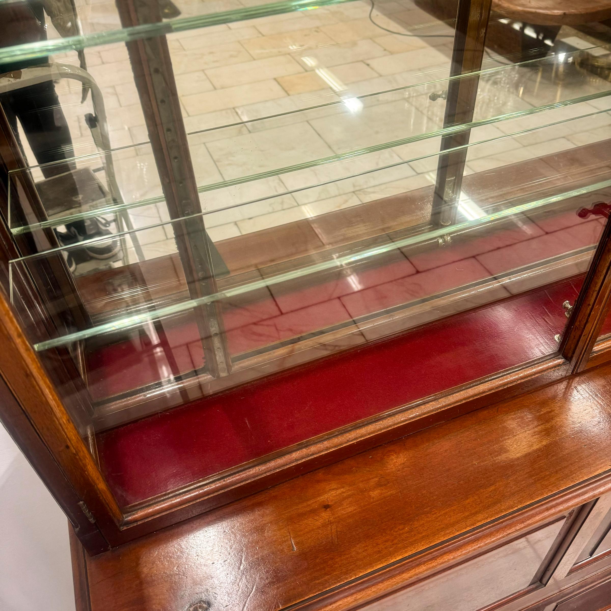 Antigua vitrina de tienda eduardiana con espejo en venta 7