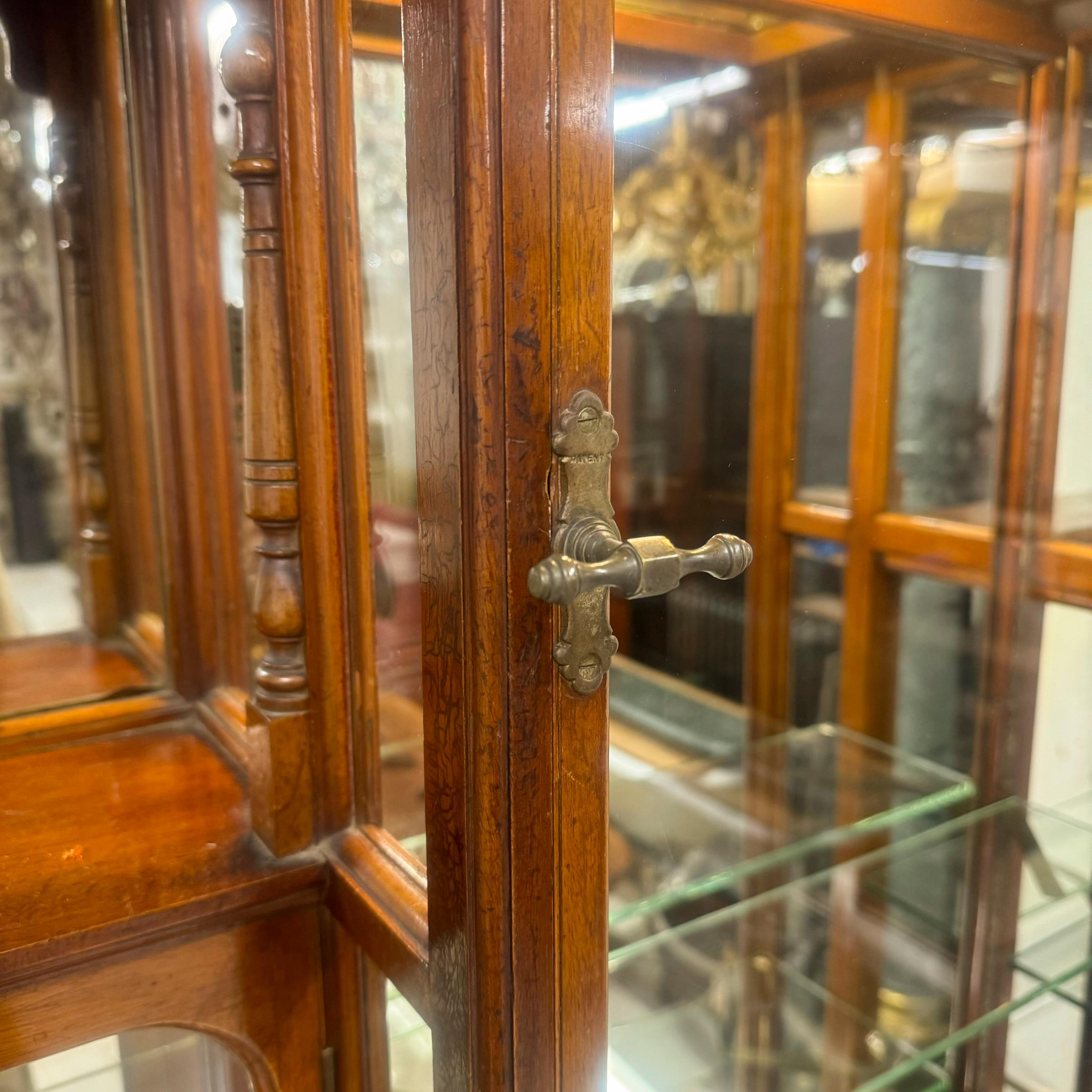 Antigua vitrina de tienda eduardiana con espejo en venta 9