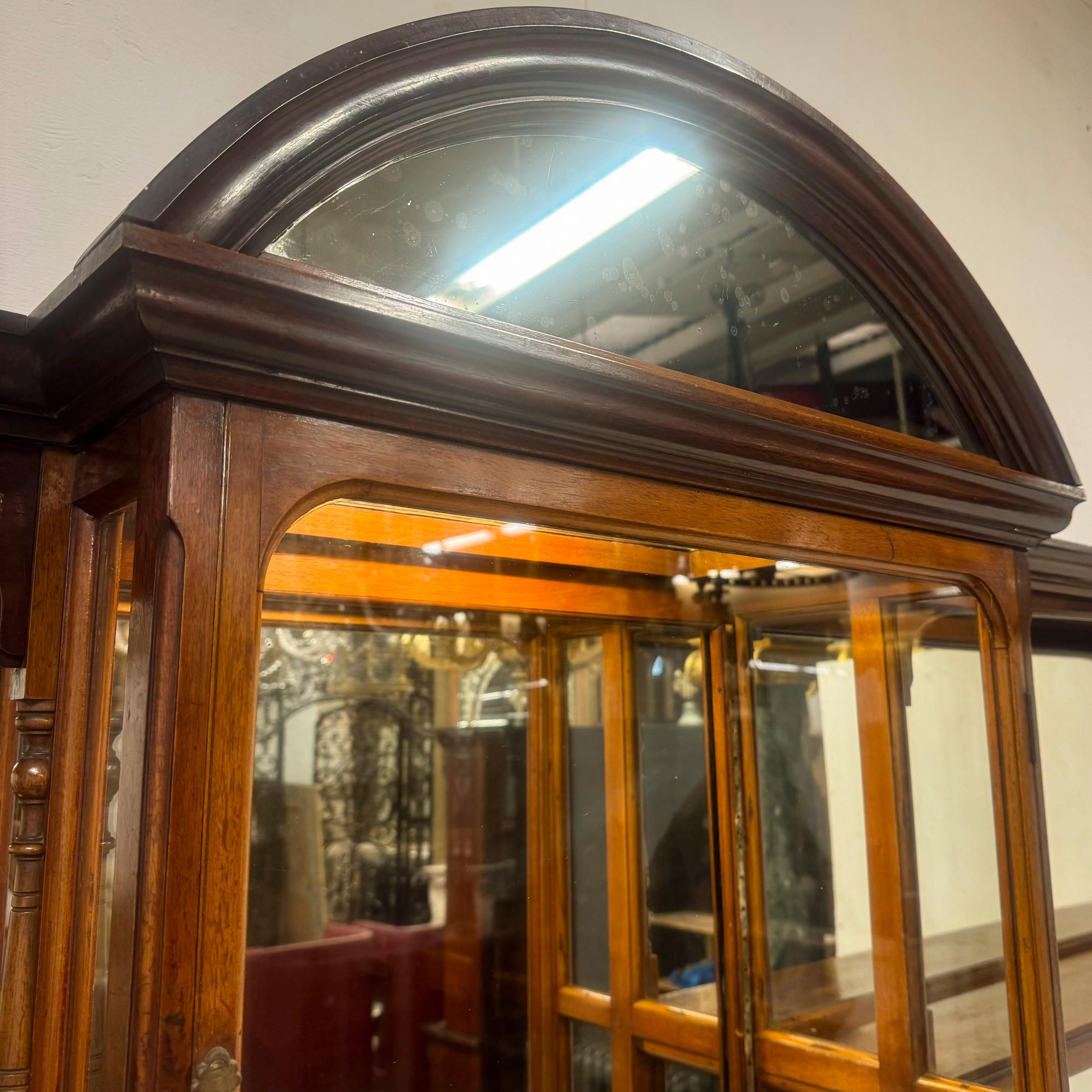 Antigua vitrina de tienda eduardiana con espejo en venta 10