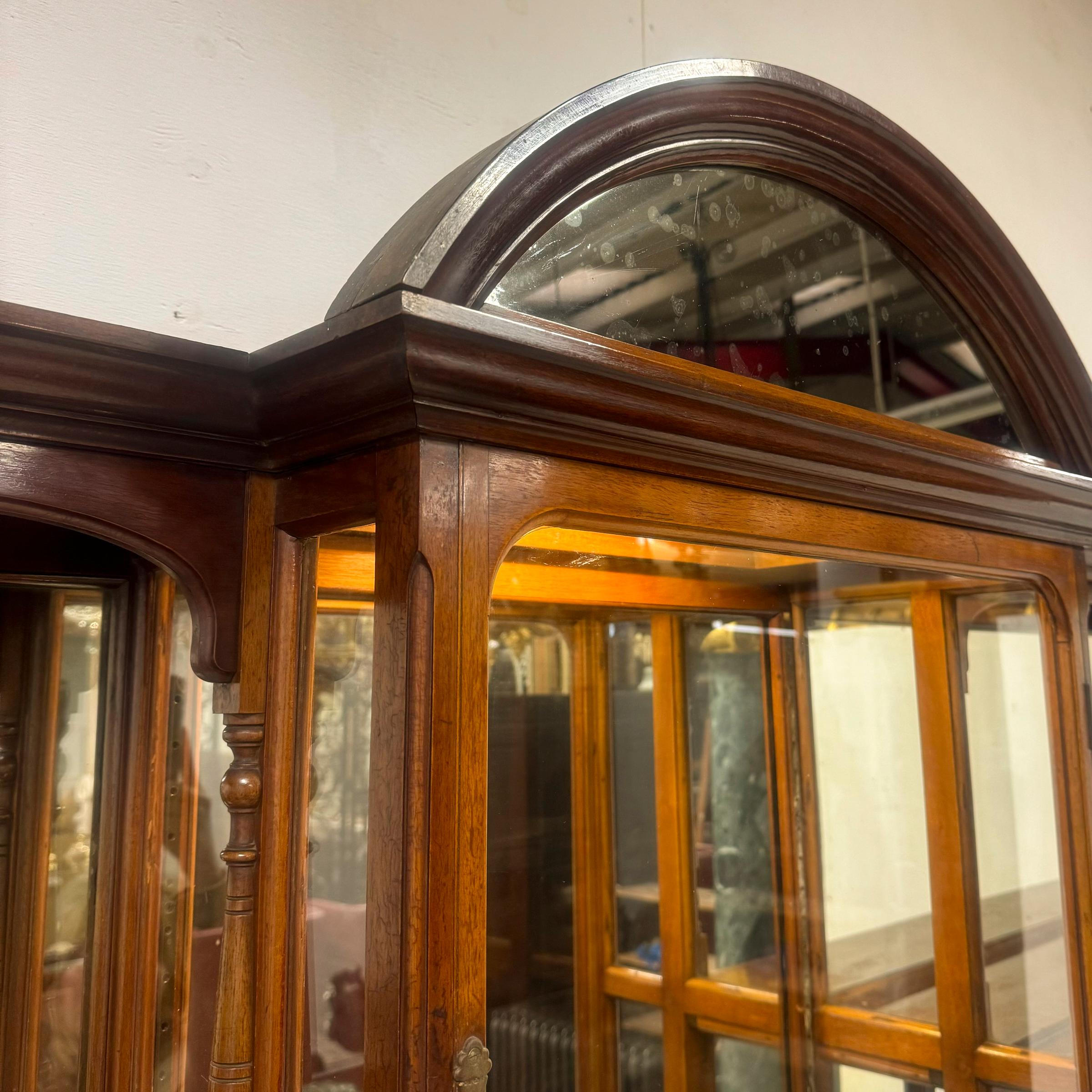 Antigua vitrina de tienda eduardiana con espejo en venta 11