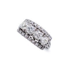 Antique Edwardian Mixed Metals Four Old European Diamond Engagement Ring