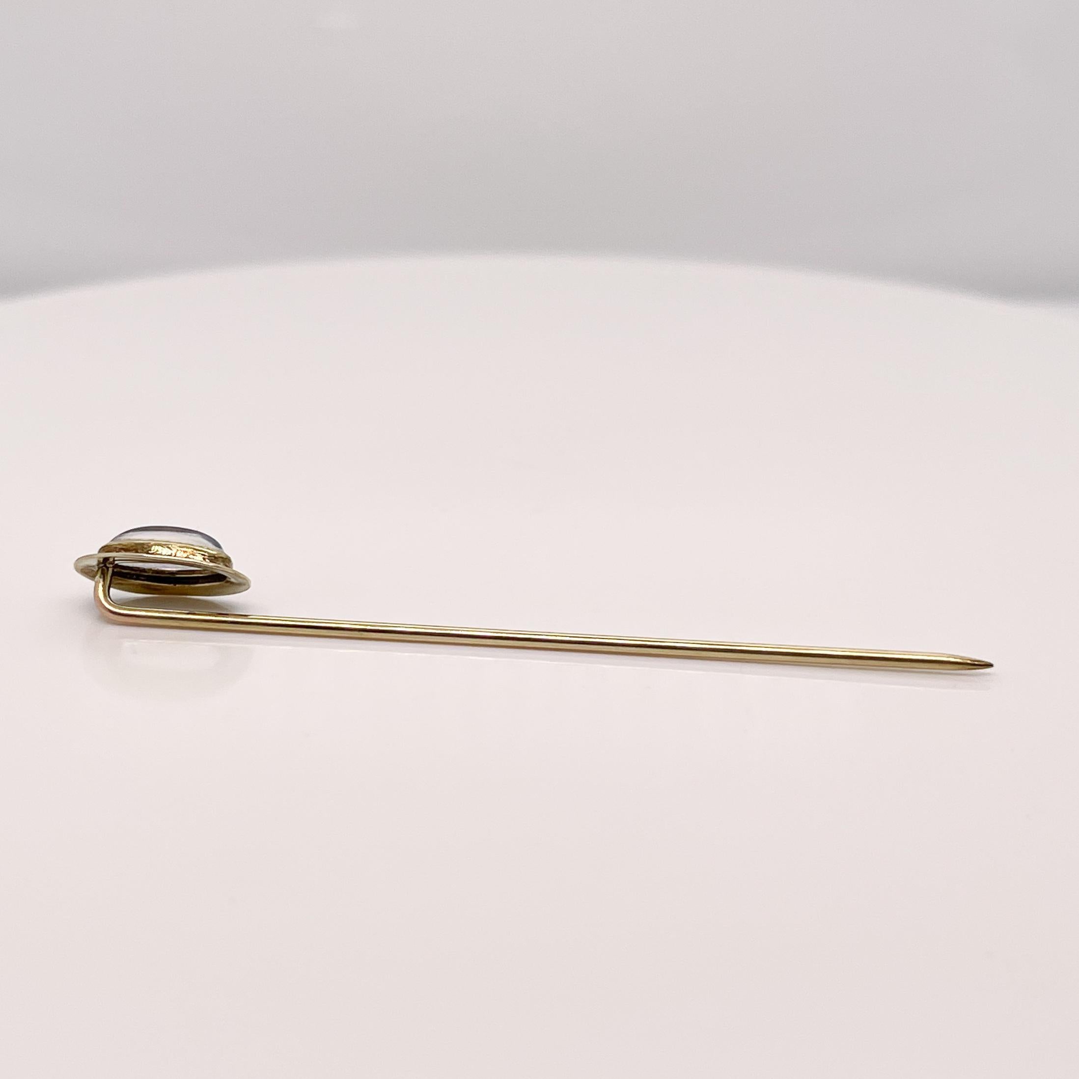 Antique Edwardian Moonstone Cabochon & Gold Stick Pin For Sale 5