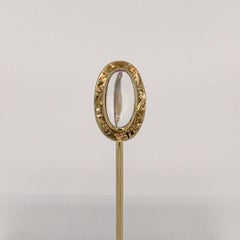 Antique Edwardian Moonstone Cabochon & Gold Stick Pin